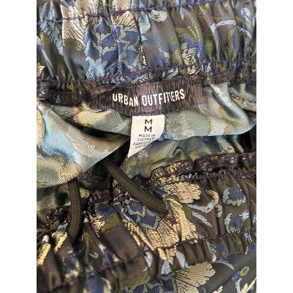 Urban Outfitters Shiny Floral Elastic Waist Pants- silky feel Medium - Picture 2 of 7